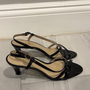 Talbots Glossy Black Strappy Heels